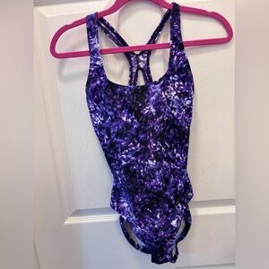Speedo Purple and Black Patterned Swimsuit